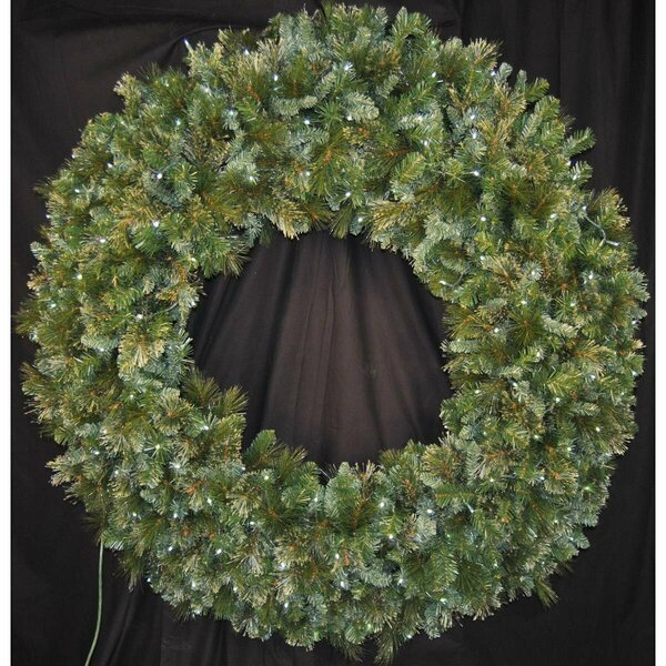 Queens Of Christmas 6 ft. Blended Pine Wreath Pre-Lit with LEDs, Pure White GWBM-06-LPW